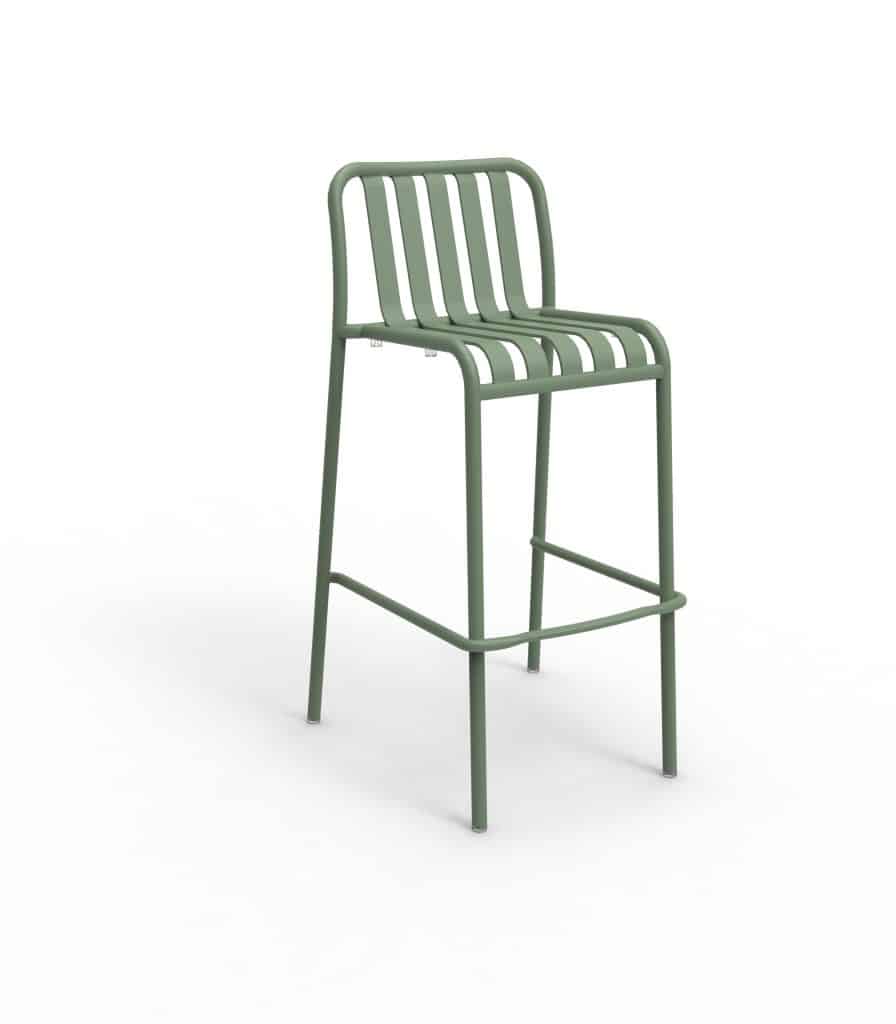 Aura Bar Chair in Green Olive aluminium