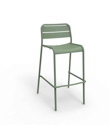 Aetos Bar Chair in aluminium in Green Olive.