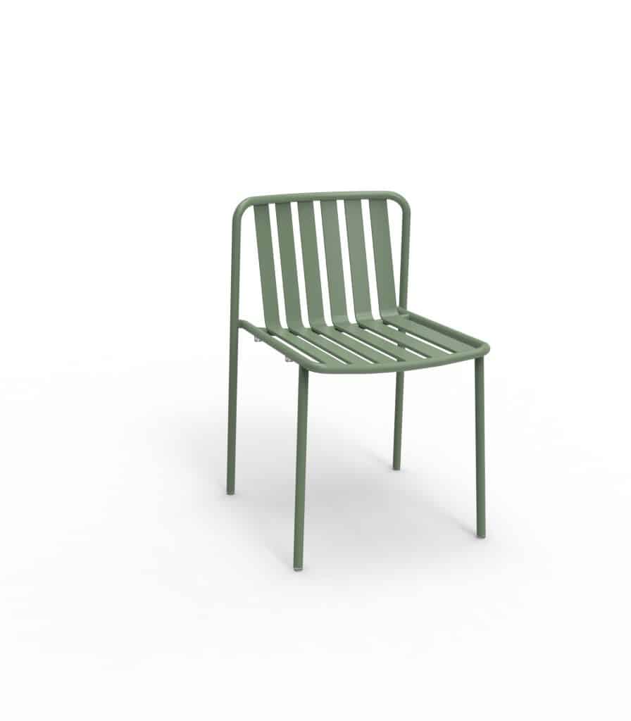 Solara Side Chair in aluminium in Green Olive.